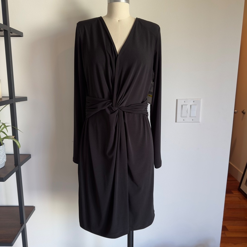 Karen Kane Twist‎ Front Dress-Women's Size Med-Black Jersey Dress-NWT-RRP $138